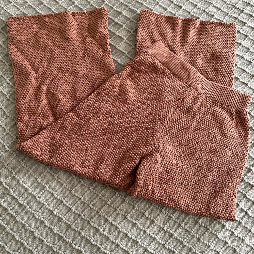 Textured Knit Pants in Rust